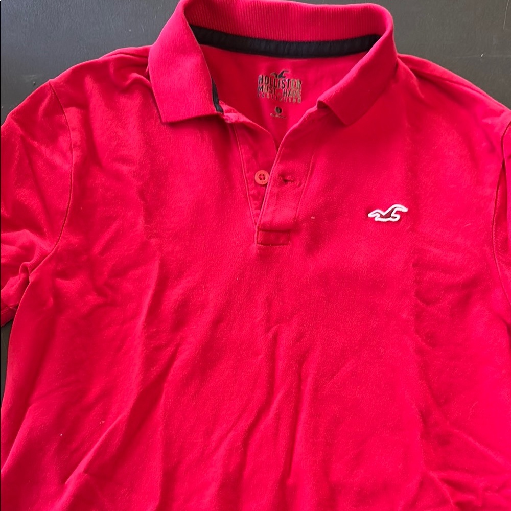 Men’s Hollister Red Polo Shirt Classic Style-Small-CLEAN!